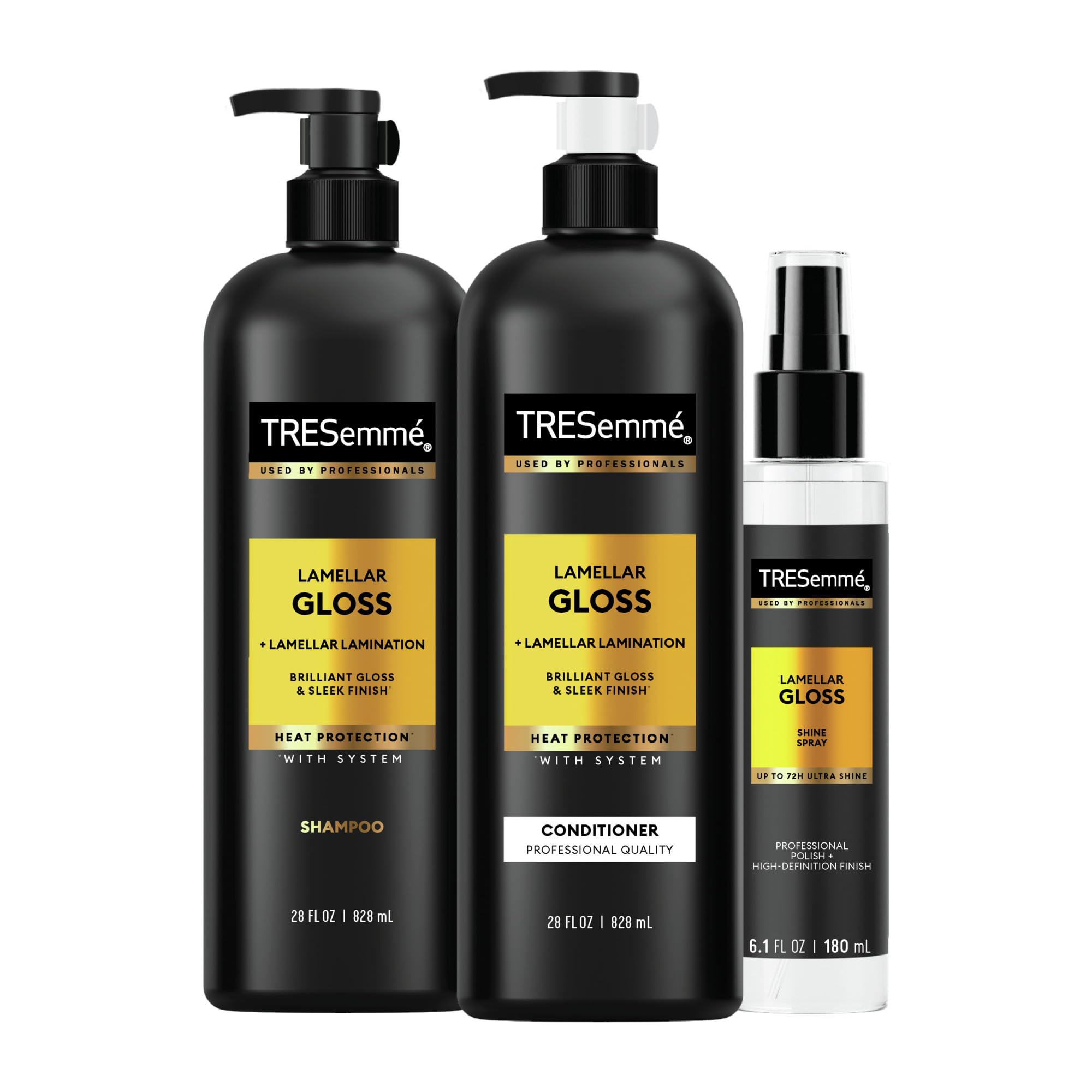 TRESemmé - Shampoo Lamellar Gloss 3 Pk Regimen Collection Pack For Brilliant Gloss & Sleek Finish Ultimate Shine 28Oz(2)and 6.1Oz