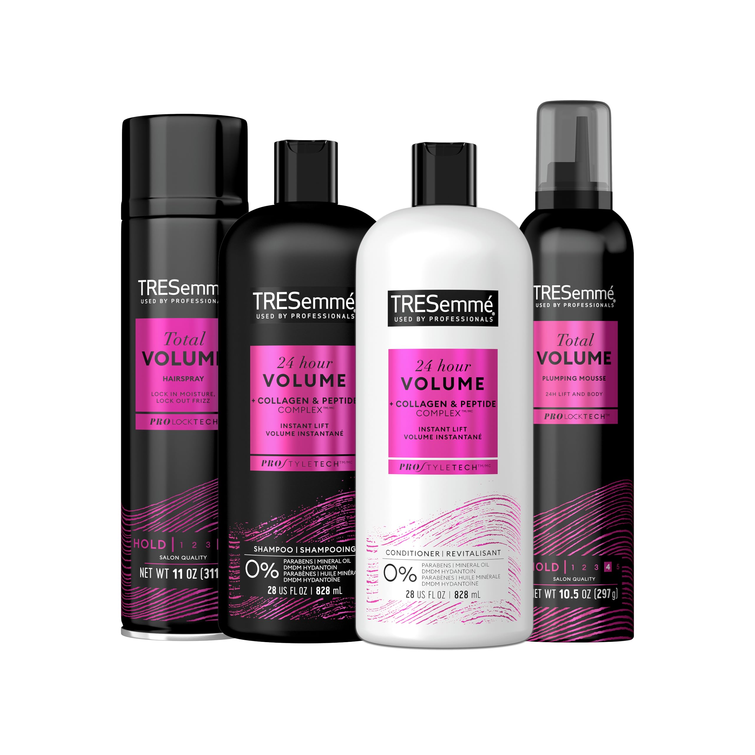 TRESemmé Shampoo, Conditioner, Hairspray, & Styler Volume Hair Kit Formulated with Pro Style Technology™ 4 Pack