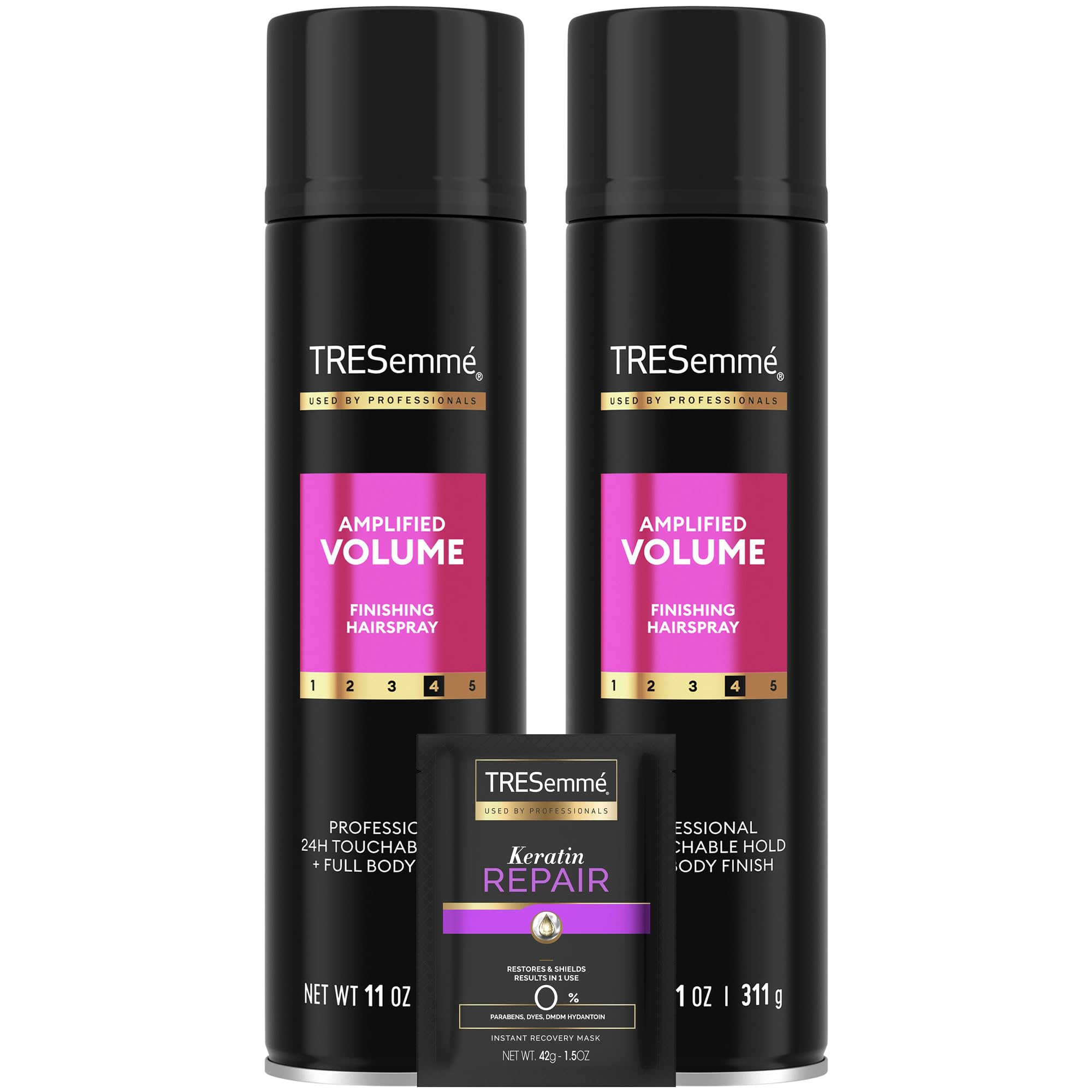 TRESemmé Hairspray, Total Volume, 2-Pack + Keratin Repair Hair Mask – Moisturizing Hair Spray, Anti-Frizz Hair Products (3 Piece Set)