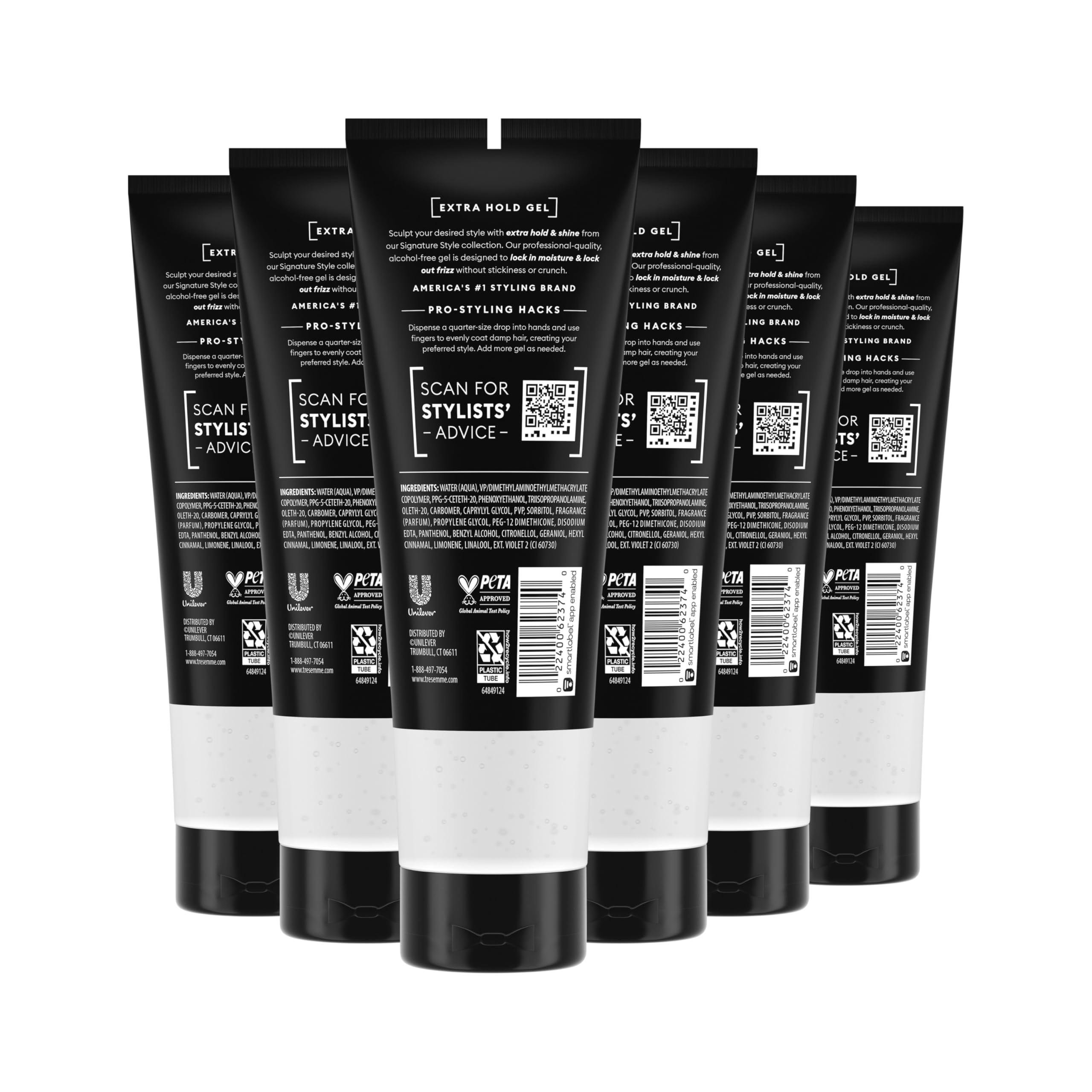 TRESemmé Extra Hold Hair Gel Pack of 6 Alcohol-Free for 24-Hour Frizz Control and Humidity Protection 9 oz